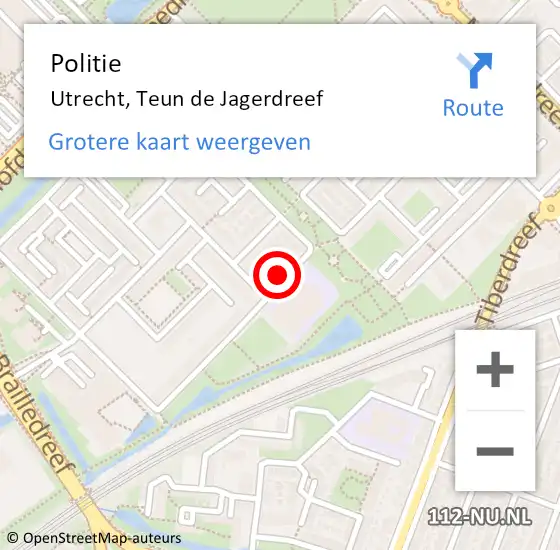 Locatie op kaart van de 112 melding: Politie Utrecht, Teun de Jagerdreef op 11 januari 2022 14:31