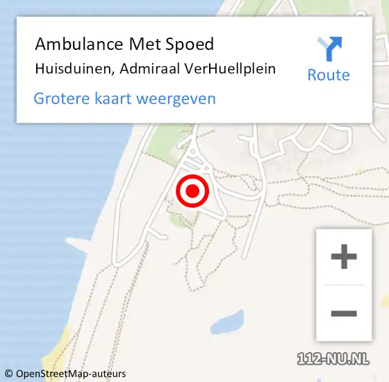 Locatie op kaart van de 112 melding: Ambulance Met Spoed Naar Huisduinen, Admiraal VerHuellplein op 11 januari 2022 14:49