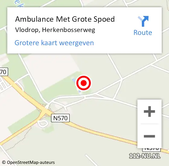Locatie op kaart van de 112 melding: Ambulance Met Grote Spoed Naar Vlodrop, Herkenbosserweg op 11 januari 2022 14:49