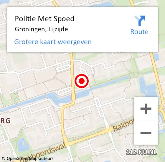 Locatie op kaart van de 112 melding: Politie Met Spoed Naar Groningen, Lijzijde op 11 januari 2022 15:00