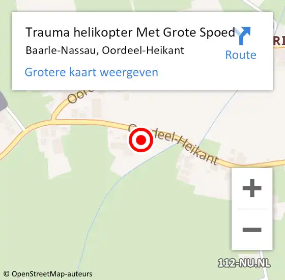Locatie op kaart van de 112 melding: Trauma helikopter Met Grote Spoed Naar Baarle-Nassau, Oordeel-Heikant op 11 januari 2022 15:05
