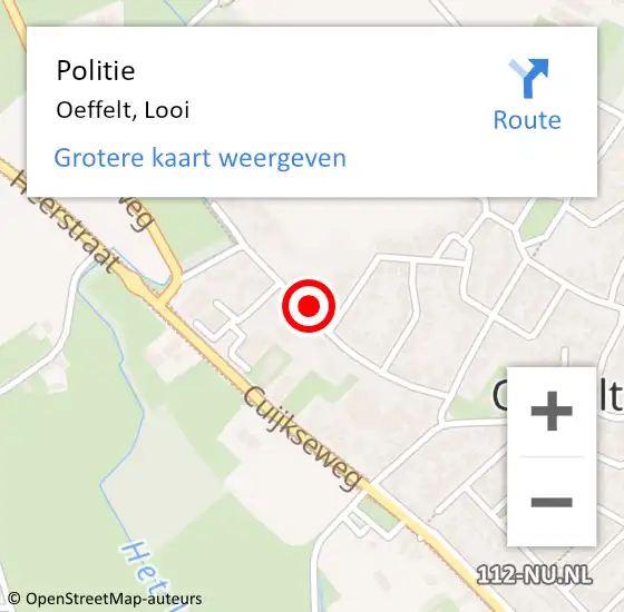 Locatie op kaart van de 112 melding: Politie Oeffelt, Looi op 11 januari 2022 15:16