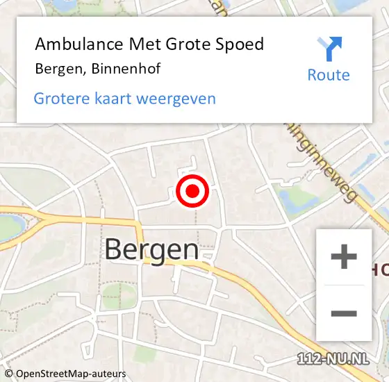 Locatie op kaart van de 112 melding: Ambulance Met Grote Spoed Naar Bergen, Binnenhof op 11 januari 2022 15:25