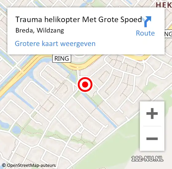 Locatie op kaart van de 112 melding: Trauma helikopter Met Grote Spoed Naar Breda, Wildzang op 11 januari 2022 15:27