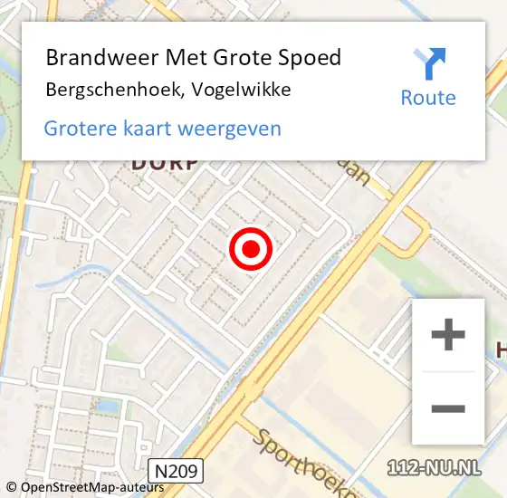 Locatie op kaart van de 112 melding: Brandweer Met Grote Spoed Naar Bergschenhoek, Vogelwikke op 11 januari 2022 15:29