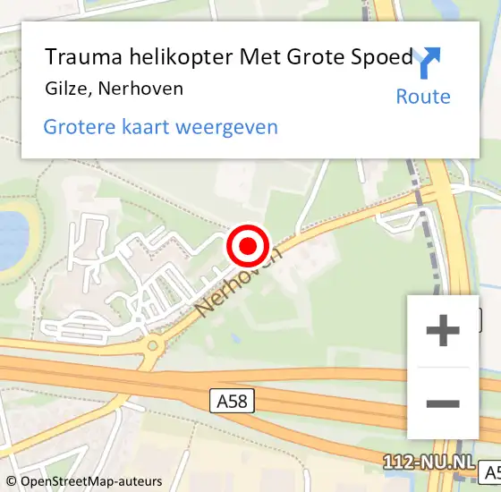 Locatie op kaart van de 112 melding: Trauma helikopter Met Grote Spoed Naar Gilze, Nerhoven op 11 januari 2022 15:29