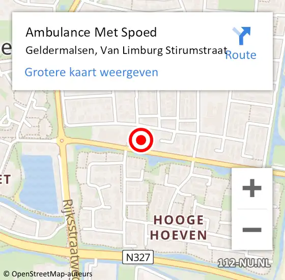 Locatie op kaart van de 112 melding: Ambulance Met Spoed Naar Geldermalsen, Van Limburg Stirumstraat op 11 januari 2022 15:48