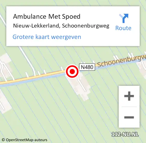Locatie op kaart van de 112 melding: Ambulance Met Spoed Naar Nieuw-Lekkerland, Schoonenburgweg op 11 januari 2022 16:03