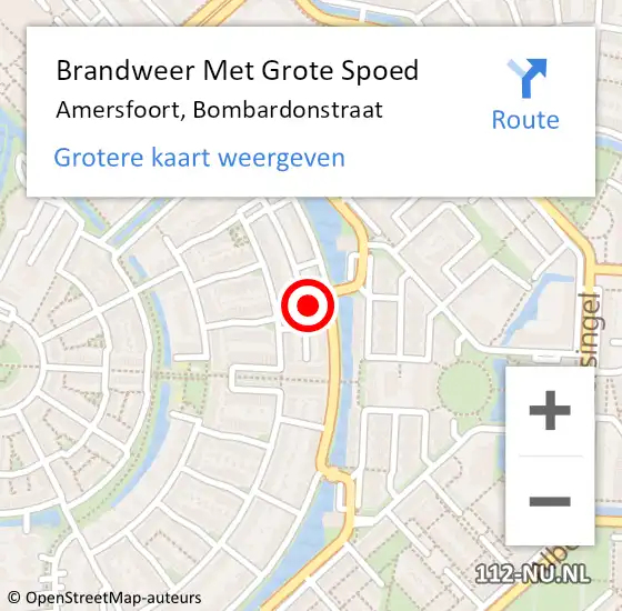 Locatie op kaart van de 112 melding: Brandweer Met Grote Spoed Naar Amersfoort, Bombardonstraat op 11 januari 2022 16:21