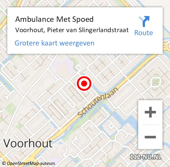 Locatie op kaart van de 112 melding: Ambulance Met Spoed Naar Voorhout, Pieter van Slingerlandstraat op 11 januari 2022 16:31