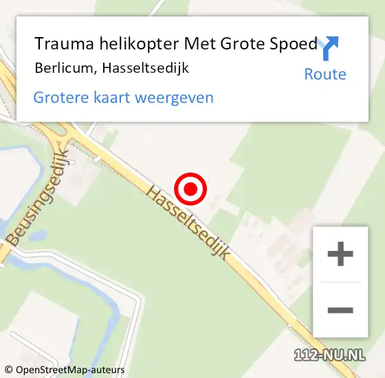 Locatie op kaart van de 112 melding: Trauma helikopter Met Grote Spoed Naar Berlicum, Hasseltsedijk op 11 januari 2022 16:36