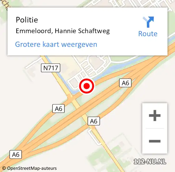 Locatie op kaart van de 112 melding: Politie Emmeloord, Hannie Schaftweg op 11 januari 2022 16:39