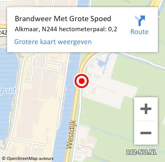 Locatie op kaart van de 112 melding: Brandweer Met Grote Spoed Naar Alkmaar, N244 hectometerpaal: 0,2 op 11 januari 2022 16:44