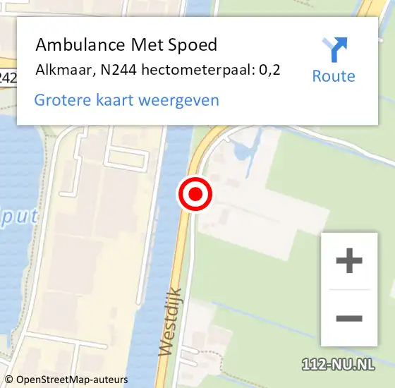 Locatie op kaart van de 112 melding: Ambulance Met Spoed Naar Alkmaar, N244 hectometerpaal: 0,2 op 11 januari 2022 16:47