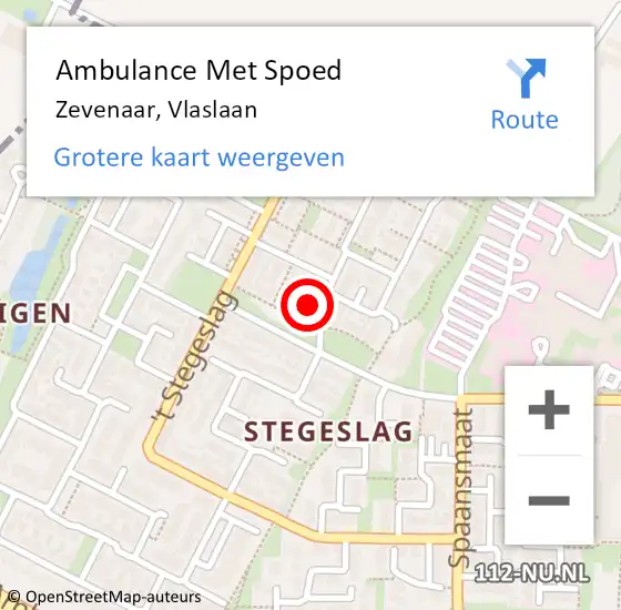Locatie op kaart van de 112 melding: Ambulance Met Spoed Naar Zevenaar, Vlaslaan op 11 januari 2022 16:50
