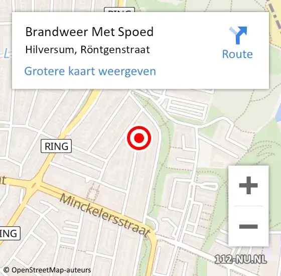 Locatie op kaart van de 112 melding: Brandweer Met Spoed Naar Hilversum, Röntgenstraat op 11 januari 2022 16:54