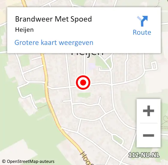 Locatie op kaart van de 112 melding: Brandweer Met Spoed Naar Heijen op 11 januari 2022 16:55