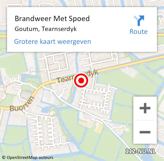 Locatie op kaart van de 112 melding: Brandweer Met Spoed Naar Goutum, Tearnserdyk op 11 januari 2022 16:56