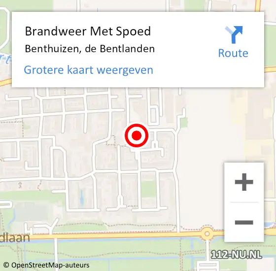 Locatie op kaart van de 112 melding: Brandweer Met Spoed Naar Benthuizen, de Bentlanden op 11 januari 2022 17:23