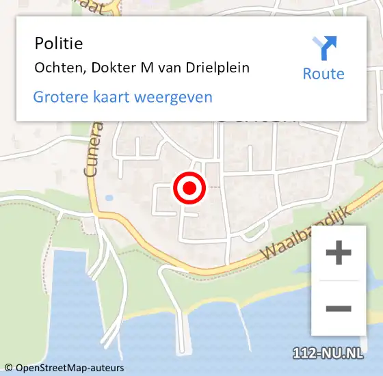 Locatie op kaart van de 112 melding: Politie Ochten, Dokter M van Drielplein op 11 januari 2022 17:33