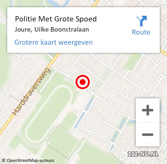 Locatie op kaart van de 112 melding: Politie Met Grote Spoed Naar Joure, Uilke Boonstralaan op 11 januari 2022 17:48