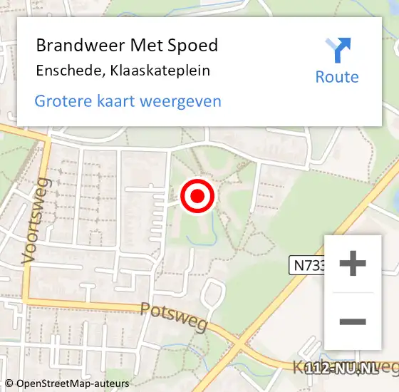 Locatie op kaart van de 112 melding: Brandweer Met Spoed Naar Enschede, Klaaskateplein op 11 januari 2022 17:51