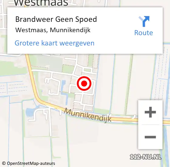 Locatie op kaart van de 112 melding: Brandweer Geen Spoed Naar Westmaas, Munnikendijk op 11 januari 2022 17:54