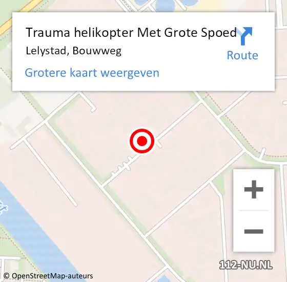 Locatie op kaart van de 112 melding: Trauma helikopter Met Grote Spoed Naar Lelystad, Bouwweg op 11 januari 2022 17:58