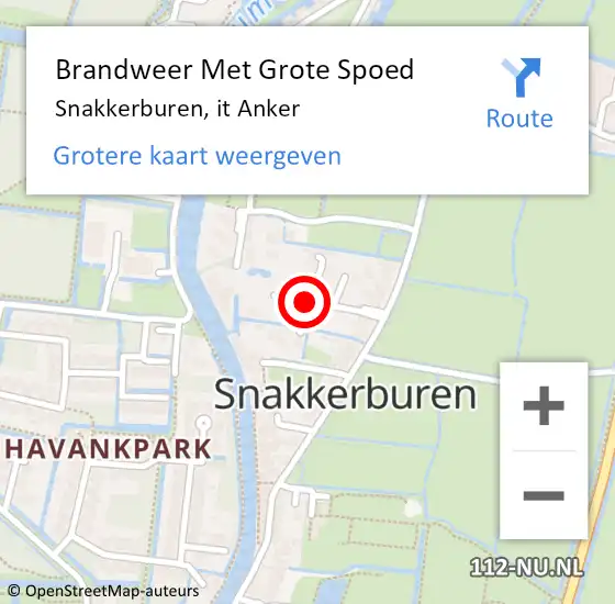 Locatie op kaart van de 112 melding: Brandweer Met Grote Spoed Naar Snakkerburen, it Anker op 11 januari 2022 18:02