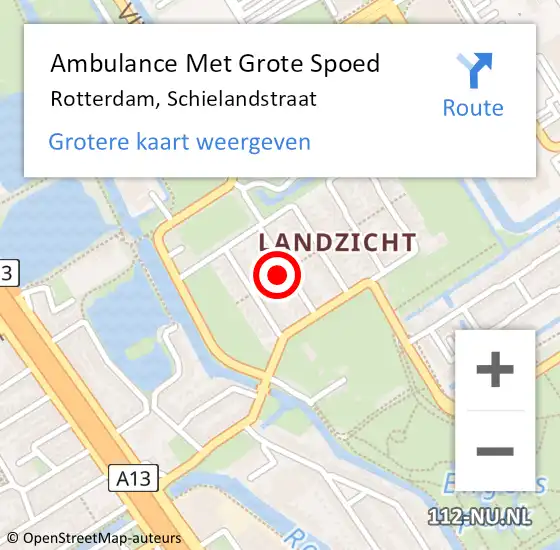 Locatie op kaart van de 112 melding: Ambulance Met Grote Spoed Naar Rotterdam, Schielandstraat op 11 januari 2022 18:32