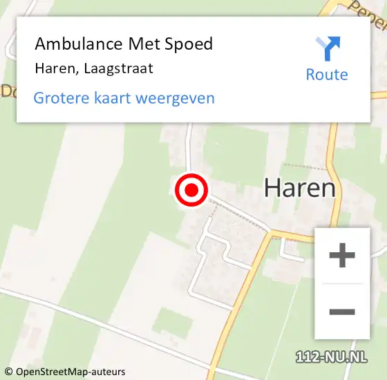 Locatie op kaart van de 112 melding: Ambulance Met Spoed Naar Haren, Laagstraat op 5 juli 2014 00:26