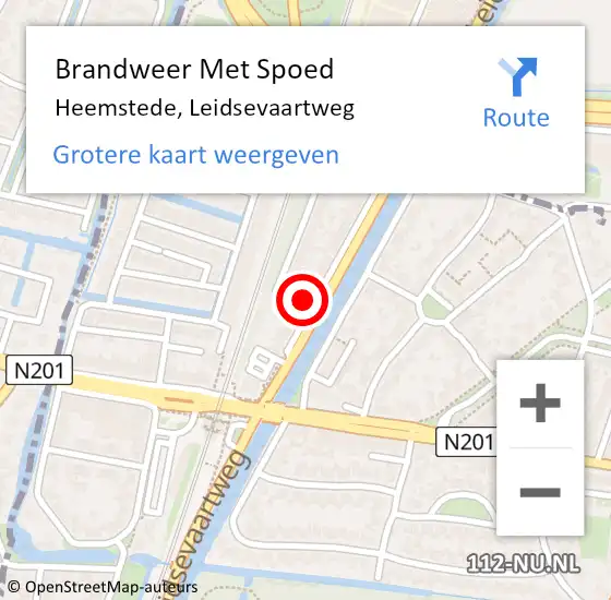 Locatie op kaart van de 112 melding: Brandweer Met Spoed Naar Heemstede, Leidsevaartweg op 11 januari 2022 18:52