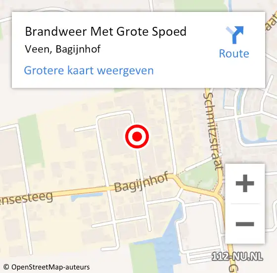 Locatie op kaart van de 112 melding: Brandweer Met Grote Spoed Naar Veen, Bagijnhof op 11 januari 2022 19:00