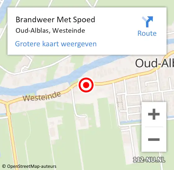 Locatie op kaart van de 112 melding: Brandweer Met Spoed Naar Oud-Alblas, Westeinde op 11 januari 2022 19:07