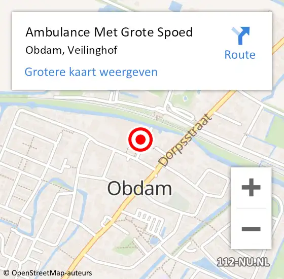 Locatie op kaart van de 112 melding: Ambulance Met Grote Spoed Naar Obdam, Veilinghof op 11 januari 2022 19:10