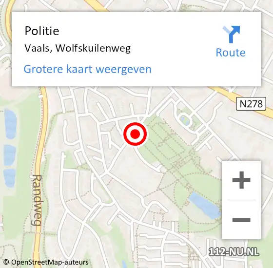 Locatie op kaart van de 112 melding: Politie Vaals, Wolfskuilenweg op 11 januari 2022 19:45