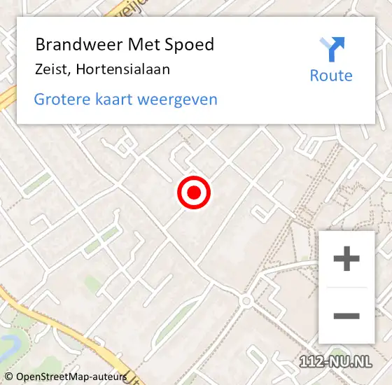 Locatie op kaart van de 112 melding: Brandweer Met Spoed Naar Zeist, Hortensialaan op 11 januari 2022 19:52