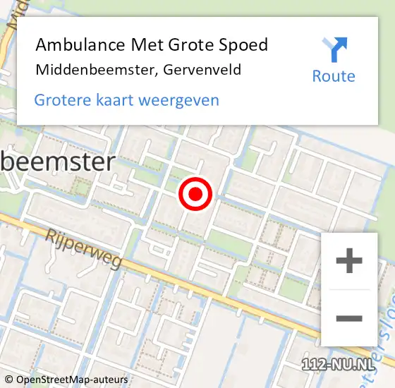 Locatie op kaart van de 112 melding: Ambulance Met Grote Spoed Naar Middenbeemster, Gervenveld op 5 juli 2014 00:36