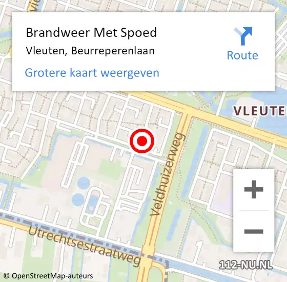 Locatie op kaart van de 112 melding: Brandweer Met Spoed Naar Vleuten, Beurreperenlaan op 5 juli 2014 00:43