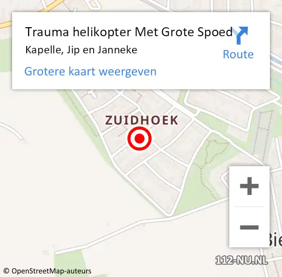 Locatie op kaart van de 112 melding: Trauma helikopter Met Grote Spoed Naar Kapelle, Jip en Janneke op 11 januari 2022 20:38