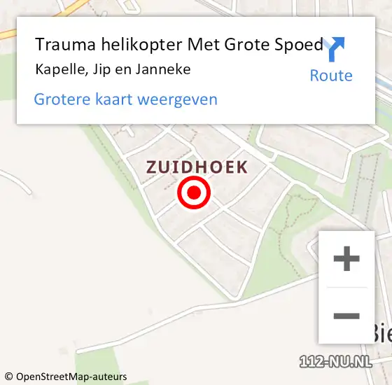 Locatie op kaart van de 112 melding: Trauma helikopter Met Grote Spoed Naar Kapelle, Jip en Janneke op 11 januari 2022 20:40