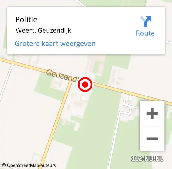 Locatie op kaart van de 112 melding: Politie Weert, Geuzendijk op 11 januari 2022 21:27