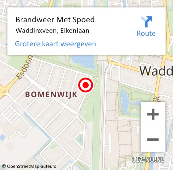 Locatie op kaart van de 112 melding: Brandweer Met Spoed Naar Waddinxveen, Eikenlaan op 11 januari 2022 21:30