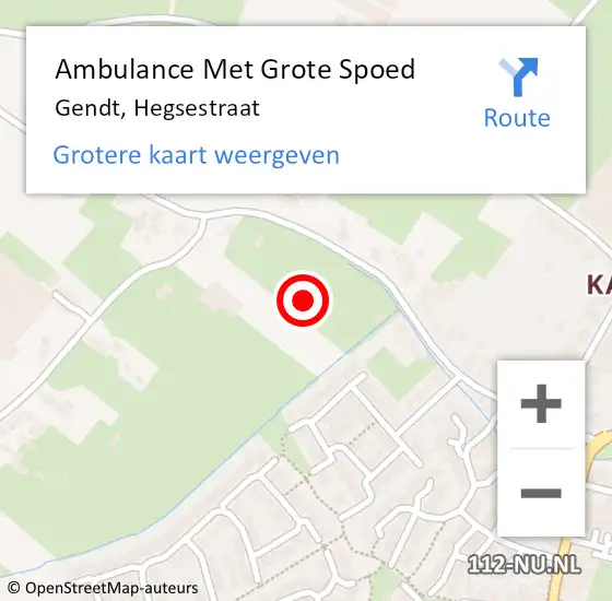 Locatie op kaart van de 112 melding: Ambulance Met Grote Spoed Naar Gendt, Hegsestraat op 11 januari 2022 22:11