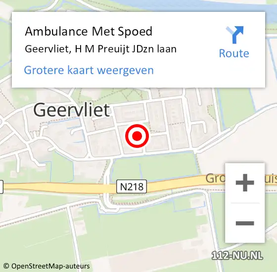 Locatie op kaart van de 112 melding: Ambulance Met Spoed Naar Geervliet, H M Preuijt JDzn laan op 11 januari 2022 22:22