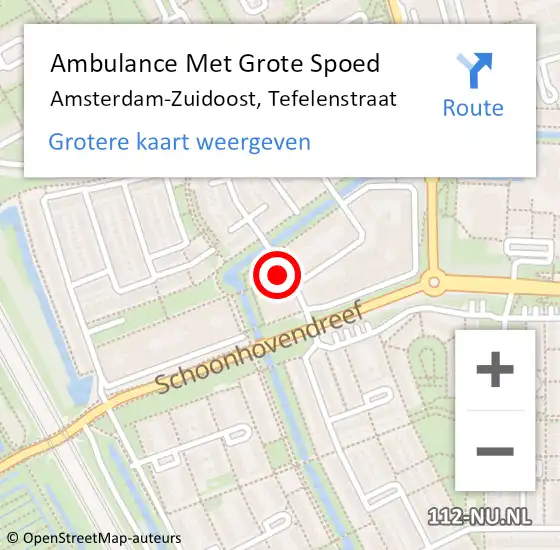 Locatie op kaart van de 112 melding: Ambulance Met Grote Spoed Naar Amsterdam-Zuidoost, Tefelenstraat op 11 januari 2022 22:57