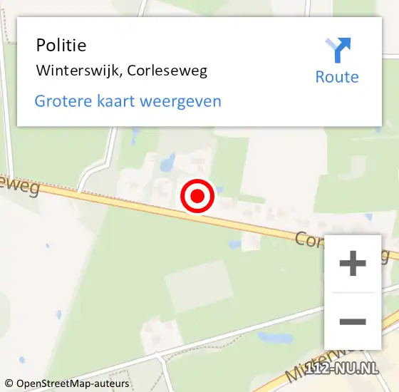 Locatie op kaart van de 112 melding: Politie Winterswijk, Corleseweg op 11 januari 2022 23:04