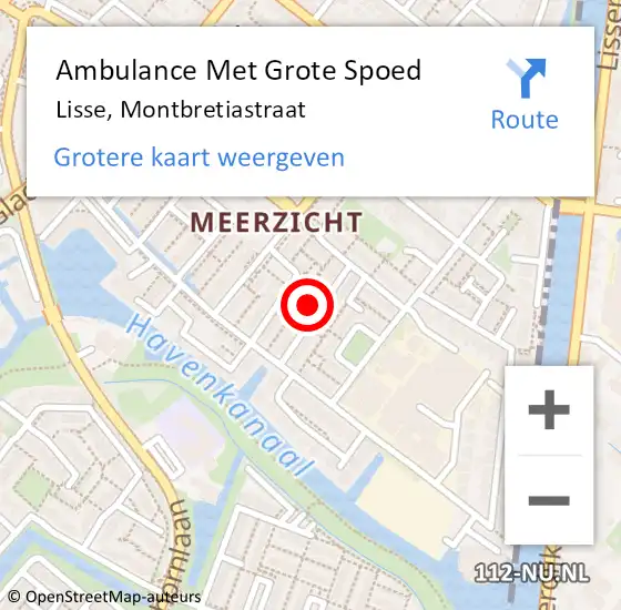 Locatie op kaart van de 112 melding: Ambulance Met Grote Spoed Naar Lisse, Montbretiastraat op 11 januari 2022 23:22