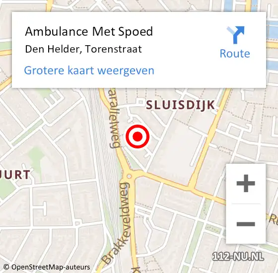 Locatie op kaart van de 112 melding: Ambulance Met Spoed Naar Den Helder, Torenstraat op 11 januari 2022 23:36