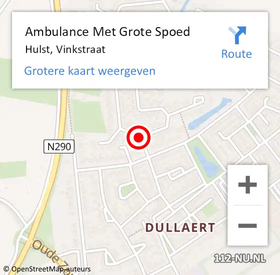 Locatie op kaart van de 112 melding: Ambulance Met Grote Spoed Naar Hulst, Vinkstraat op 5 juli 2014 01:01